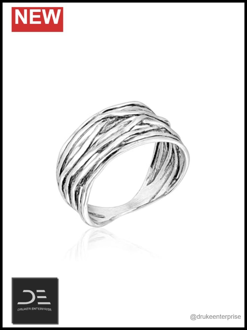 925 Sterling Silver Hammered Multi-Strand Wrap Ring Statement
